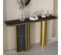 YVYKFZD Table Console étroite, Table d'Entrée rectangulaire, Tables d'Appoint Console d'Entrée avec Base en métal, Consoles Meuble Glamour pour Couloir, entrée, Salon(Gold C,140cm/55.1")
