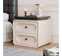 YVYKFZD Table de Chevet avec 2 tiroirs, Table de Nuit en Bois, Table d'appoint de canapé en Cuir Minimaliste, Table Chevet créatives, Aucune Installation requise(Black+Off-White,50cm/19.6")