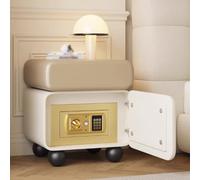 YVYKFZD Table de Chevet en Bois Massif, Table de Nuit avec Coffre-Fort et tiroirs cachés, Table d'appoint sécurisée, Table Chevet Minimaliste, for Chambre/Salon(Khaki+Off-White,50cm/19.6")