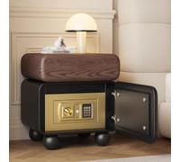 YVYKFZD Table de Chevet en Bois Massif, Table de Nuit avec Coffre-Fort et tiroirs cachés, Table d'appoint sécurisée, Table Chevet Minimaliste, for Chambre/Salon(Walnut+Black,40cm/15.7")