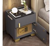 YVYKFZD Table de Chevet Intelligente, Table d'appoint LED avec tiroir et Coffre-Fort, Table de Nuit en Cuir PU, Table Chevet sécurisée Minimaliste for Chambre à Coucher(Dark Gray,50cm/19.6")