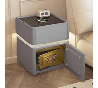YVYKFZD Table de Chevet Intelligente, Table de Nuit LED avec tiroir et Coffre-Fort, Table d'appoint en Bois Massif, Armoire de chevets sécurisée Table Chevet Minimaliste(Light Gray,50cm/19.6")