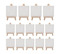 YVZOQZWEP Mini ensemble de toiles pré-étirées de 4x4 pouces, 14 pièces, Kit de chevalet et de pinceaux for fête de peinture