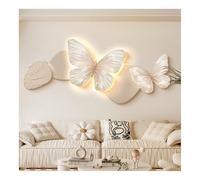 YVZYLXH Décoration Murale Salon Moderne 3D de Papillon avec LED, Tableau Mural Lumineux avec Panneau MDF, Art Mural for Chambre Couloir Bureau(Wit,80x36cm/31.5x14.2in)