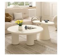 YVZYLXH Lot de 2 Tables Basses Rondes, Meubles, Tables Basses Design Moderne, Blanc, 80CM, Contemporaine, Pour Salon, Chambre à Coucher, Appartement