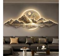 YVZYLXH Tableau Décoration Murale Moderne avec LED, Paysage de Montagne en Porcelaine de Cristal 3D,Panneau de Support MDF,Sculpture Lumineuse for Salon,Chambre et Bureau(Brown-B,150x80cm/59x22in)