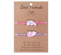 YWAYNU Bracelet d'amitié Papillon, Lot de 2 (+ 1 Carte), Design Réglable & Confortable, Cadeau Symbolique Idéal pour Filles & Meilleures Amies à Célébrer un Lien Durable