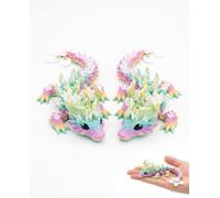 YWAYNU Dragon 3D Articulé, Lot de 2 × 15 cm, Thème Sakura Arc-en-ciel, Articulations Renforcées pour Poses Stables, Décoration Bureau Moderne & Cadeau Original