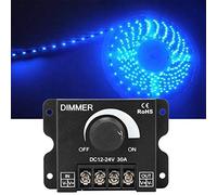 YWBL-WH 12-24V Interrupteur Variateur LED Monocouleur avec Télécommande RF | Contrôleur d\'éclairage à bouton, régulation de luminosité continue PWM, boîtier en alliage d\'aluminium