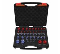 YWBL-WH 44 Pièces écrou et Boulon vérificateur de Filetage Coffret Rouge et Bleu Vis Filetage Boulon écrou Taille de la Tête Jauge de Mesure Pouce Métrique Inspecteur fileté