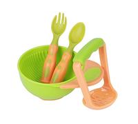 YWBL-WH Baby Food Masher Set Food Grinding Bowl Set Child Rie Diet Grinder Kits Inlcude Bowl Spoon Fork For Babies Mange (Style de couleur mixte orange et vert)