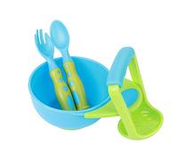 YWBL-WH Baby Food Masher Set Food Grinding Bowl Set Child Rie Diet Grinder Kits Inlcude Bowl Spoon Fork For Babies Mange (Modèle de couleur mixte bleu et vert)