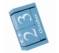 YWBL-WH Calendrier en Blocs de Bois, Calendrier de Bureau Perpétuel Vintage avec Affichage du Mois et de la Date, Cubes en Bois Rustiques pour la Décoration du Bureau à Domicile (BLUE)