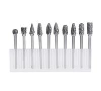 YWBL-WH Ensemble de 10 Fraises en Carbure de Tungstène Massif, Kit de Fixation, Râpe, Perceuse, Lime, Accessoires avec Boîte de Rangement pour le Meulage du Métal, du Bois, de la Pierre