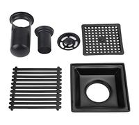 YWBL-WH Ensemble de Drain de Douche avec Couvercle Amovible Grille de Drain de Douche de Forme Carrée 10x10cm Noir, Siphon De Sol