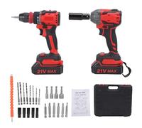 YWBL-WH Ensemble de Perceuse électrique 21 V, Kit combiné de Perceuse sans Fil avec clé électrique 2 en 1, Couple de Perçage de 30 Nm, Tournevis à Percussion de 380 Nm, 2 Piles, Lumière LED pour