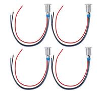 YWBL-WH Indicateur Lumineux LED Rond pré-câblé 10mm Anode Commune (Rouge | IP67 étanche, Laiton chromé, Lampe Témoin Bicolore 3-6V pour Voiture, Commande CNC, Industrie, M10 X 0,75