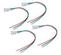 YWBL-WH Indicateur Lumineux LED Rond pré-câblé 10mm Anode Commune (Rouge, | IP67 étanche, Laiton chromé, Lampe Témoin Bicolore 3-6V pour Voiture, Commande CNC, Industrie, M10 X 0,75