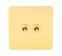 YWBL-WH Interrupteur à Bascule, Panneau en Acier Inoxydable Imitation or, Double Commande, AC250V pour un Usage Domestique