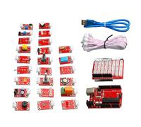 YWBL-WH Kit d'apprentissage de Carte de Développement, Kit d'apprentissage de Programmation en Plastique ABS avec Capteurs, Module LED et Câbles, Programmation Graphique pour étudiants Débutants,