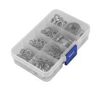 YWBL-WH Kit de 200 Rondelles Plates en Acier Inoxydable M5 M6 M8 M10 à conductivité électrique et Thermique, Boîte Transparente en Acier Inoxydable, Boîtier Compact avec Rondelles Plates et à