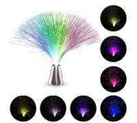 YWBL-WH Lampe LED à Fibre Optique Changeant de Couleur, Belle Lumière Romantique, Décoration de la Maison pour Chambre à Coucher, Salon, Matériau ABS, 8x8x33.5cm, alimenté par Batterie (SILVER)