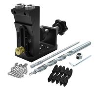 YWBL-WH Locatrice de Forage à Trous D'inclinaison Réglable, Système de Gabarit de Gilet de Cheville de Poche avec Alliage en Aluminium fabriqué pour le Travail du Bois, 15 Outils D'angle (BLACK)