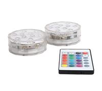 YWBL-WH Lot de 2 Lampes Sous-marines RVB pour Piscine avec Télécommande à 24 Touches IP68 pour éclairage de Vacances, éclairage de Piscine, Décoration Adaptée pour un Dîner de Fête (ABS, 7 X 7 X 3 cm)