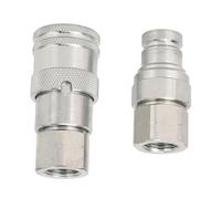 YWBL-WH Lot de 2 Raccords Rapides Hydrauliques à Face Plate Haute Pression 3/8" NPT avec Couvercles de Protection pour Pelles, Construction, Exploitation Forestière, Acier au Carbone,