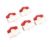 YWBL-WH Lot de 5 Robinets à Bille en PVC avec Poignée Plate en T, Interrupteur d'alimentation en Eau, 20 Mm, pour Piscines, Aquariums et Arroseurs Paysagers, Blanc (20MM)