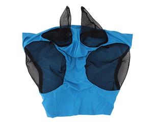 YWBL-WH Masque Anti-Mouches pour Cheval en avec Couvre-Chef Respirant, Masque en Tissu tricoté élastique, Protection pour Les Pâturages, Les Sentiers, L'équipement D'équitation (Blue)