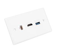 YWBL-WH Panneau de Prise Murale 3 Panneaux de Plaque D'interface Connecteur de Plaque Audio Vidéo Comprenant CAT6 USB3.0 pour Immeuble de Bureaux de Salle de Conférence