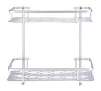 YWBL-WH Rack de Plate-Forme de Rangement de Salle de Bain Murale Verticale avec Doubles Couches, Pas de Problème D'étang, Organisateur soigné et Bien rangé, Grille de Rangement de Salle