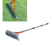 YWBL-WH Râteau à Chaume avec Poignée Amovible, Déchaumeur Ergonomique en Acier Inoxydable avec Dents Incurvées pour Une élimination Efficace de l'herbe Morte, Idéal pour Les Jardiniers et Les