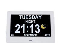 YWBL-WH Réveil avec Calendrier Numérique 7 Pouces, Grand écran avec Télécommande, luminosité Réglable, pour Chambre à Coucher, Salle de ureau