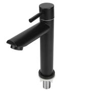 YWBL-WH Robinet Froid Simple en Acier Inoxydable G1/2, Robinet de Lavabo Noir, Mitigeur D'évier de Salle de Bains chromé à Levier Unique de Grande Hauteur (Buse droite à profil bas (sans tuyauterie))