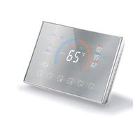 YWBL-WH Thermostat de Pompe à Chaleur Programmable avec écran Couleur LCD, Contrôle de la Voix Intelligente pour Android et iOS, Surveillance Météorologique, Adaptateur de Fil C, Système (Argent