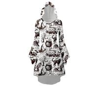 YWBleked Costume Halloween Homme Robe Longue à Capuche et Manches Longues pour Femme,imprimé Halloween,Cosplay Lien Cosplay Costume Botw(White,L)
