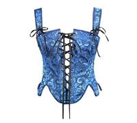 YWBleked Deguisement Halloween Corset Amincissant à la Taille en Jacquard à Motif de pétales et arêtes de Poisson Sexy Corbeau Cosplay Costume Femmes(Blue,S)