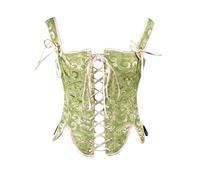 YWBleked Deguisement Halloween Corset Amincissant à la Taille en Jacquard à Motif de pétales et arêtes de Poisson Sexy Corbeau Cosplay Costume Femmes(Green,S)