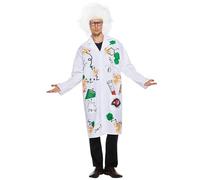 YWBleked Halloween Costume de scientifique fou pour hommes,blouse de laboratoire adulte avec perruque Déguisement Todoroki Cosplay(White,M)