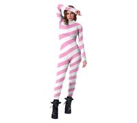 YWBleked Halloween pour Femme Christmas Candy Stripe Adult Costume Festive Tights Stage Performance Outfit for Holiday Parties Merveille Femme Costume Adulte Cosplay(S)