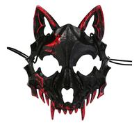 YWBleked Masque Halloween AdulteSpectacle de Danse d'halloween Tigre Sanglant à Deux Demi-Visages Yasha Tengu Loup Humain Lavable (D, One Size)