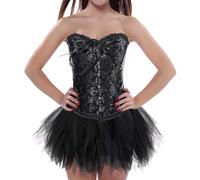 YWBleked ZOMBIE Kostüm MäDchen Ensemble corset et jupe tutu de carnaval pour femme,tenue de fête élégante et ludique Mon Héros Académique Tsuyu Asui Cosplay Costume(Black,M)