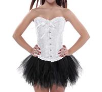 YWBleked ZOMBIE Kostüm MäDchen Ensemble corset et jupe tutu de carnaval pour femme,tenue de fête élégante et ludique Mon Héros Académique Tsuyu Asui Cosplay Costume(White,S)