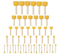 ywchoshe 50 Pcs Pinceaux en Mousse avec Manche Bois - 5 Tailles | Pinceaux éponge en mousse avec manche bois, 5 tailles parfaites pour peinture, art, artisanat et poterie.