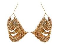 YWCUTE Chaîne de corps sexy pour femme - Multicouche - Chaîne de poitrine tendance - Accessoires de corps - Cadeau, Medium, Alliage, strass, Granite