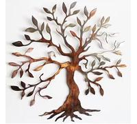 YWEC Art Mural en Métal Arbre De Vie, Décor d'art Mural Rond D'olivier, Ornements Géométriques d'art De Mur De Famille Décoration Murale Minimaliste À Suspendre-36CM