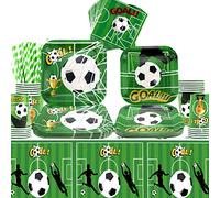 Ywediim Fournitures de décoration de fête de football, y compris assiettes, tasses, serviettes, nappe, pailles, pour les fournitures de fête d'anniversaire de football pour 20 personnes