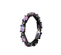 YWeiLiangSan Bague D'éternité Opale Glow - Pierre Ovale Colorée, Empilable, Idéale pour Les Femmes et Les Amies (Black purple,8)